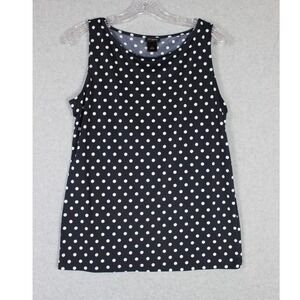 Ann Taylor Womens Top Medium Black Tan Polka Dot Twee Flowy Career Capsule Basic